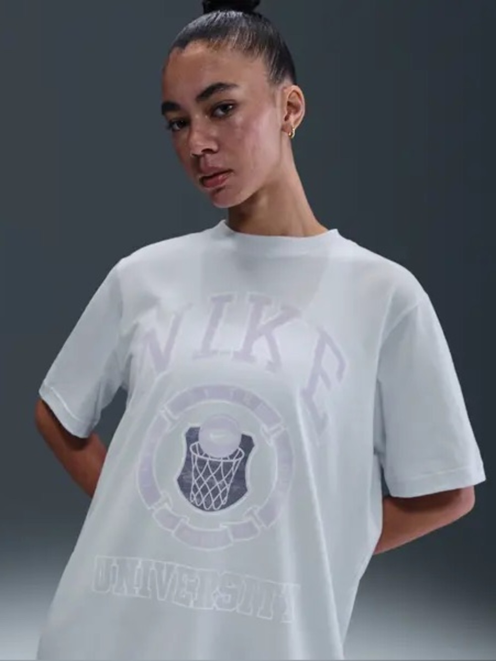Nike Women University Essential Basketball Tshirt Light Blue purple XL NWT